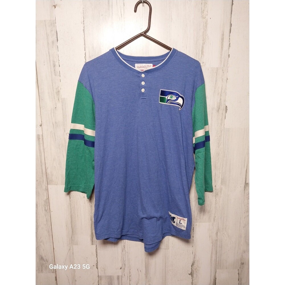 Seattle Seahawks Mitchell & Ness Throwbacks 3/4 Sleeves Shirt Size Large